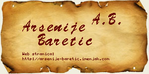 Arsenije Baretić vizit kartica